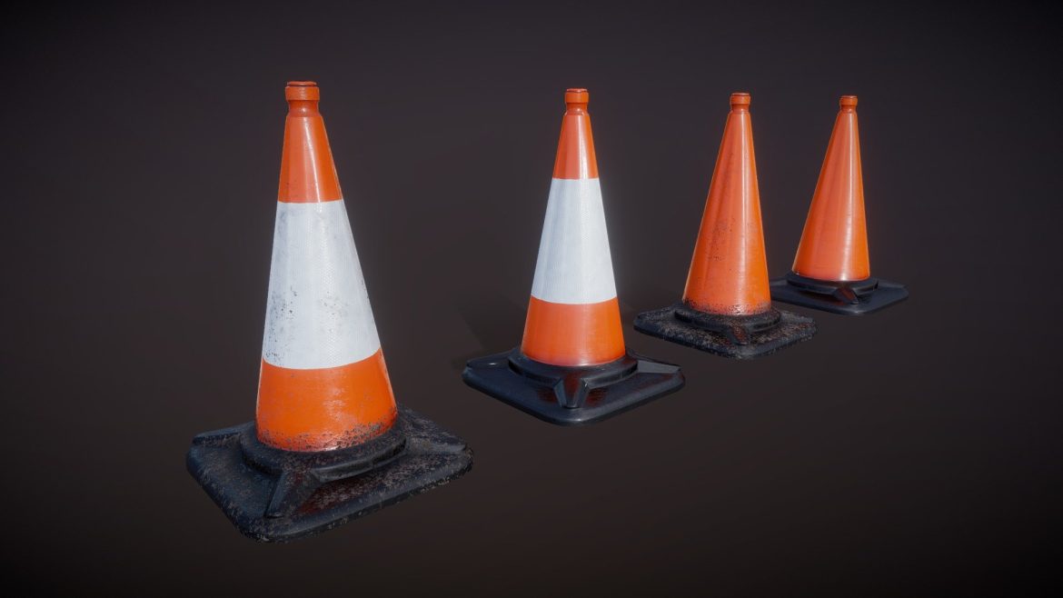 road cone set 1 low polypbrunity ready.thumb