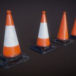 Road Cone Set #1 (Low Poly/PBR/Unity ready)