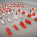 White and red road traffic barriers