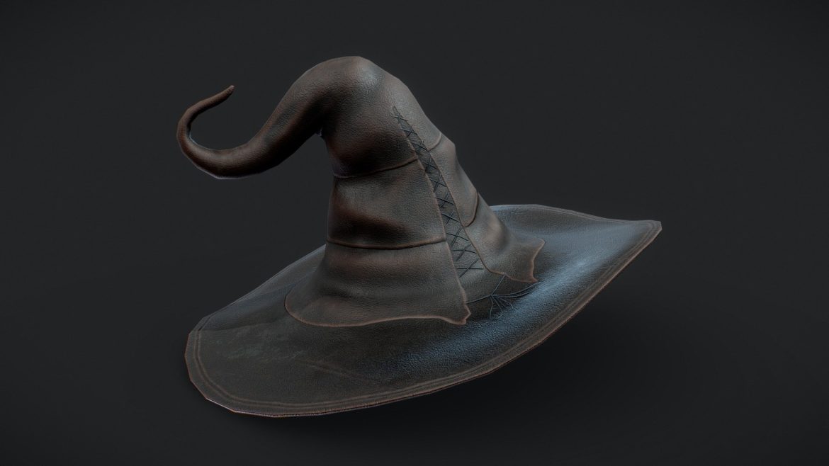 witches magic hat game ready low poly 3d model.thumb