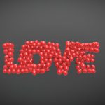 Word “LOVE”, forming animation from spheres.
