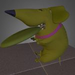 Dog Character With UFO/Frisbee