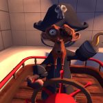 Pirate Suzanne on the Bathroom Boat