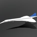 Low Poly Cartoon Concorde Airplane