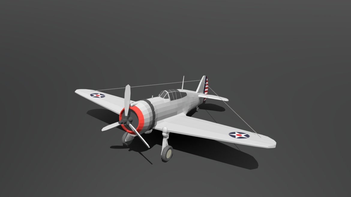 low poly cartoon curtiss p 36 hawk wwii airplane.thumb