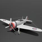 Low Poly Cartoon Curtiss P 36 Hawk WWII Airplane