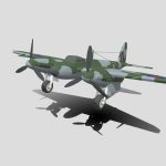 Low Poly Cartoon De Havilland DH 98 Mosquito