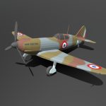 Low Poly Cartoon Dewoitine D520 WWII Airplane