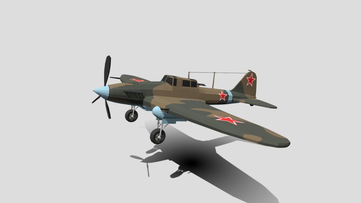 low poly cartoon ilyushin il 2 shturmovik wwii.thumb