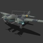 Low Poly Cartoon Junkers Ju 88 WWII Airplane