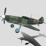 Low Poly Cartoon LaGG-3 WWII Airplane