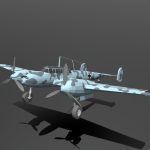 Low Poly Cartoon Messerschmitt Bf110 WWII