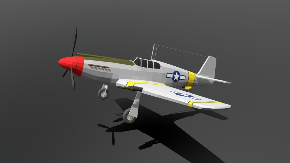 low poly cartoon north american p 51 mustang.thumb