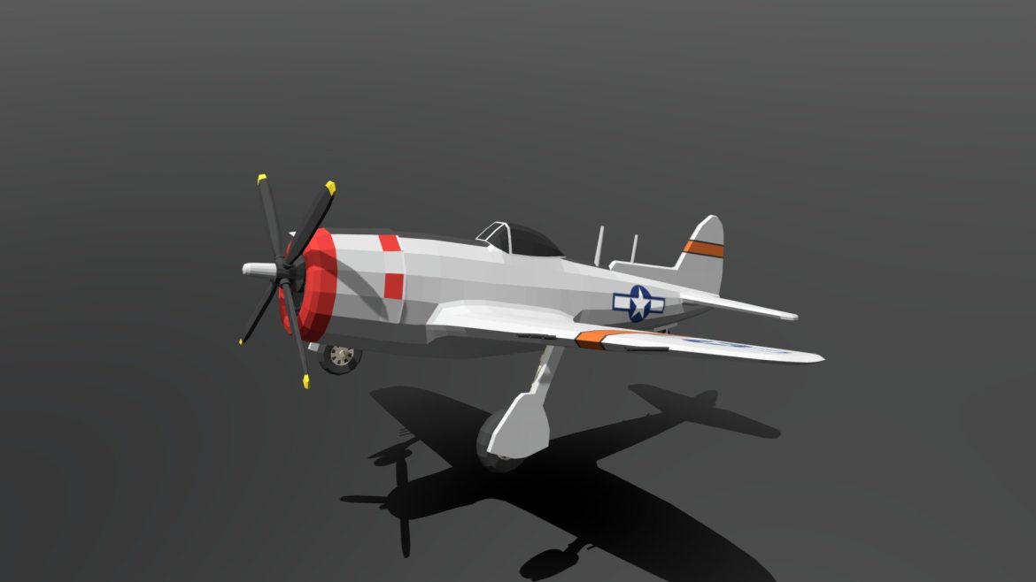 low poly cartoon p 47 n thunderbolt wwii.thumb
