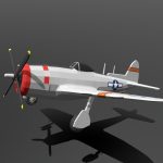 Low Poly Cartoon P-47 N Thunderbolt WWII