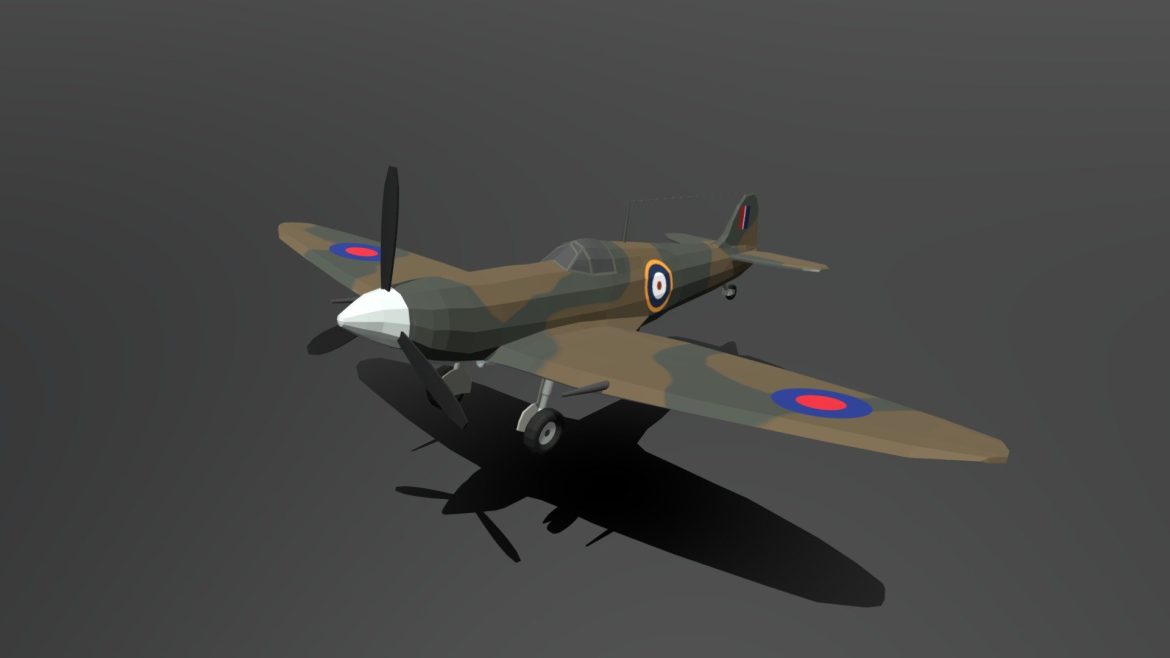 low poly cartoon supermarine spitfire mkii.thumb