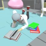 Low Poly Character is reading