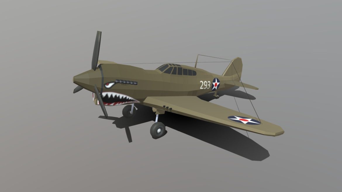low poly curtiss p 40 warhawk airplane.thumb