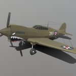 Low Poly Curtiss P-40 Warhawk Airplane