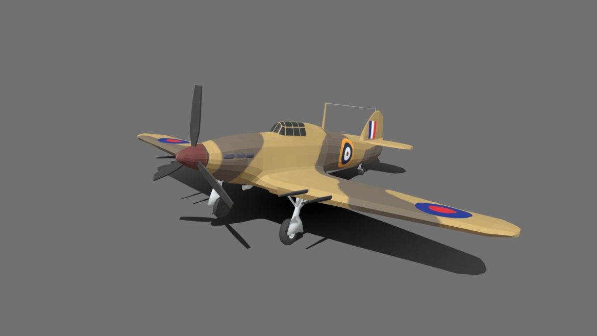low poly hawker hurricane mk iic ww2 airplane.thumb