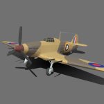 Low Poly Hawker Hurricane MK IIC WW2 Airplane