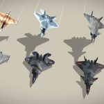 Modern fighters lowpoly set C: 3+3