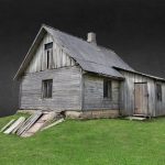 Old wooden house in small village