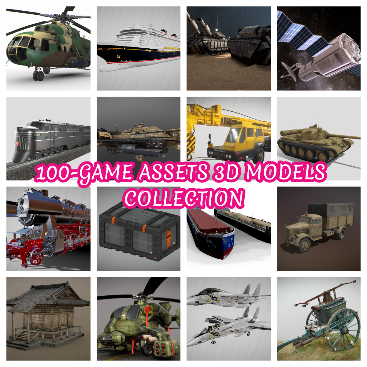 100 3D Models Collection - Ready For Games, Animation, AR, VR, Metaverse, Unity, Unreal Engine Projects