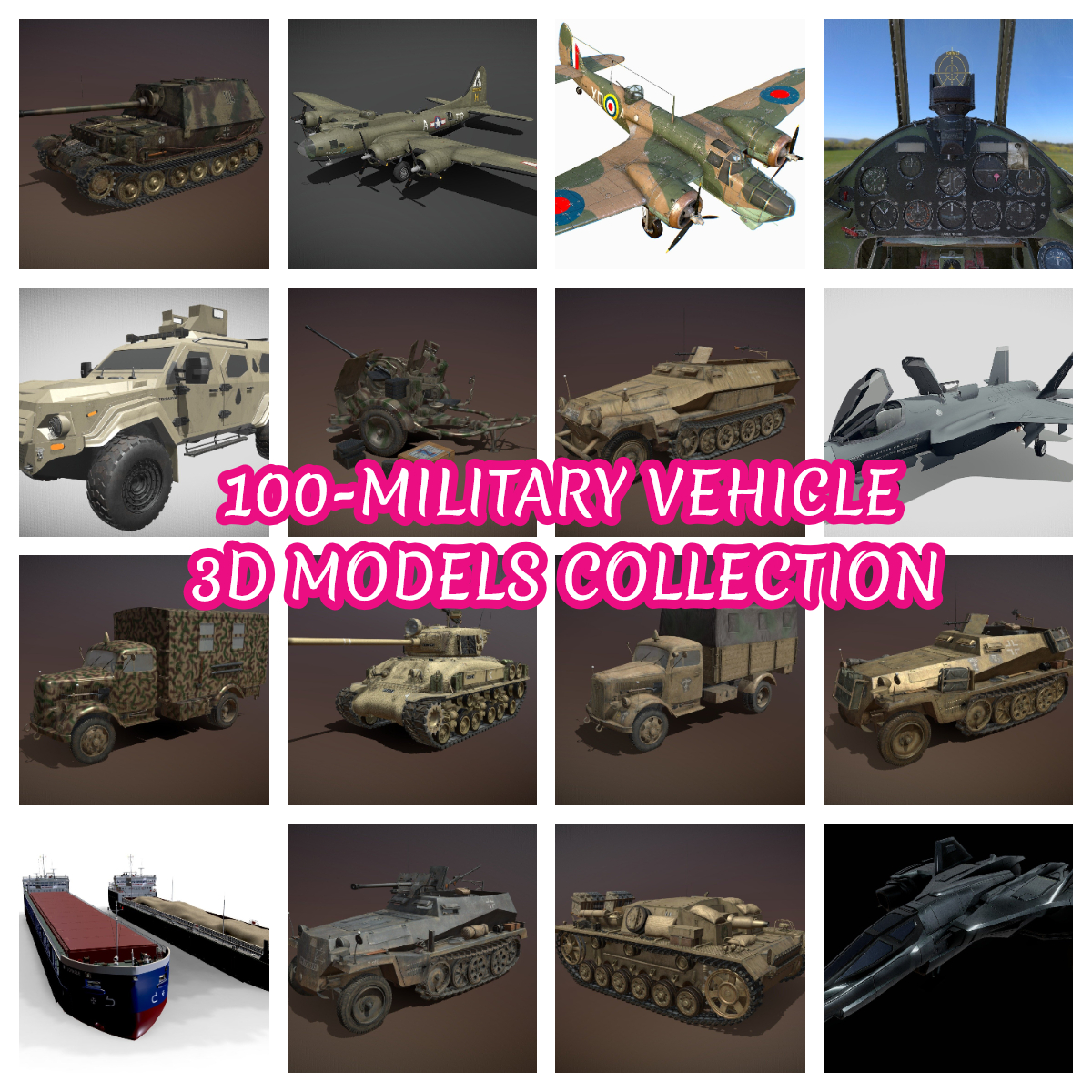 100 3D Models Collection - Ready For Games, Animation, AR, VR, Metaverse, Unity, Unreal Engine Projects