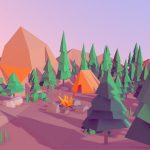 Cartoon Low Poly Forest Island Camp