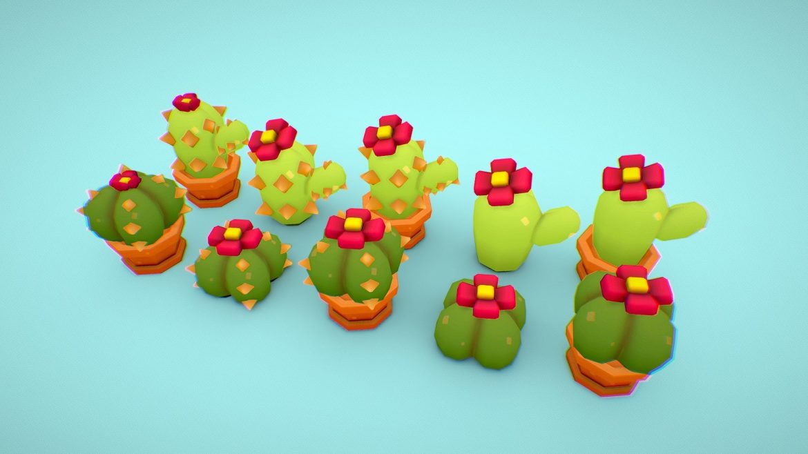 cute cactus lowpoly set.thumb