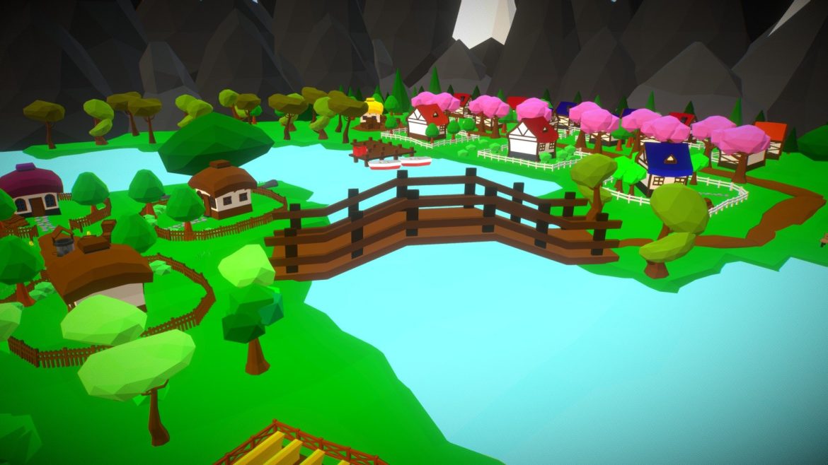 low poly village.thumb