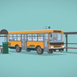 Stylized Bus and Bus Stop