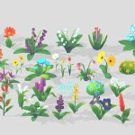 Stylized Low Poly Flowers Pack 01
