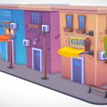 Stylized Lowpoly modular city props buildings