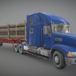 Semi Truck Log Trailer – Low Poly