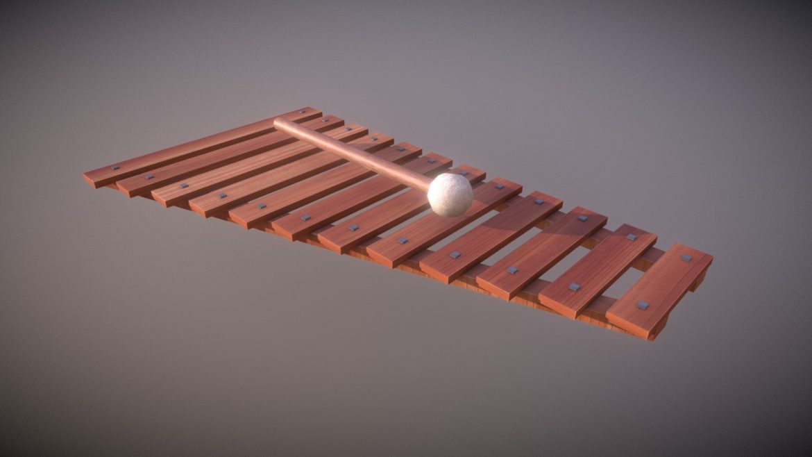 game ready xylophone wooden with mallet low poly.thumb