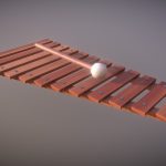 Game Ready Xylophone Wooden With Mallet Low Poly