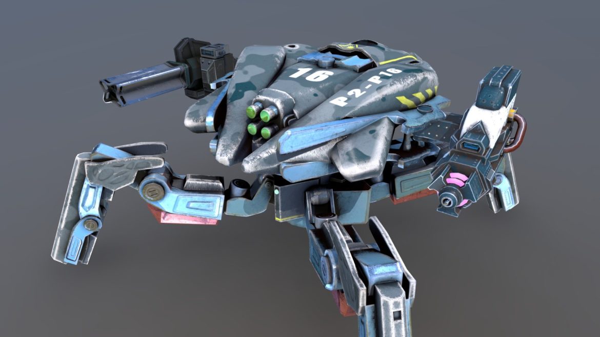 РОБОТ С ПУШКАМИ для скетчфаба.thumb 3