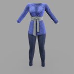 blue wrapped waist top jeans outfit.thumb