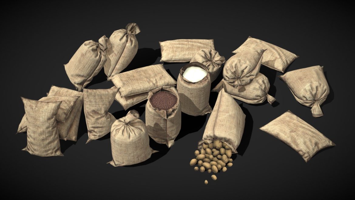 burlap sacks low poly pack.thumb