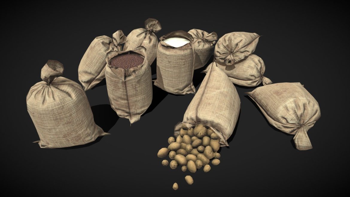 burlap tied sacks low poly pack.thumb