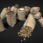 Burlap Tied Sacks – low poly pack