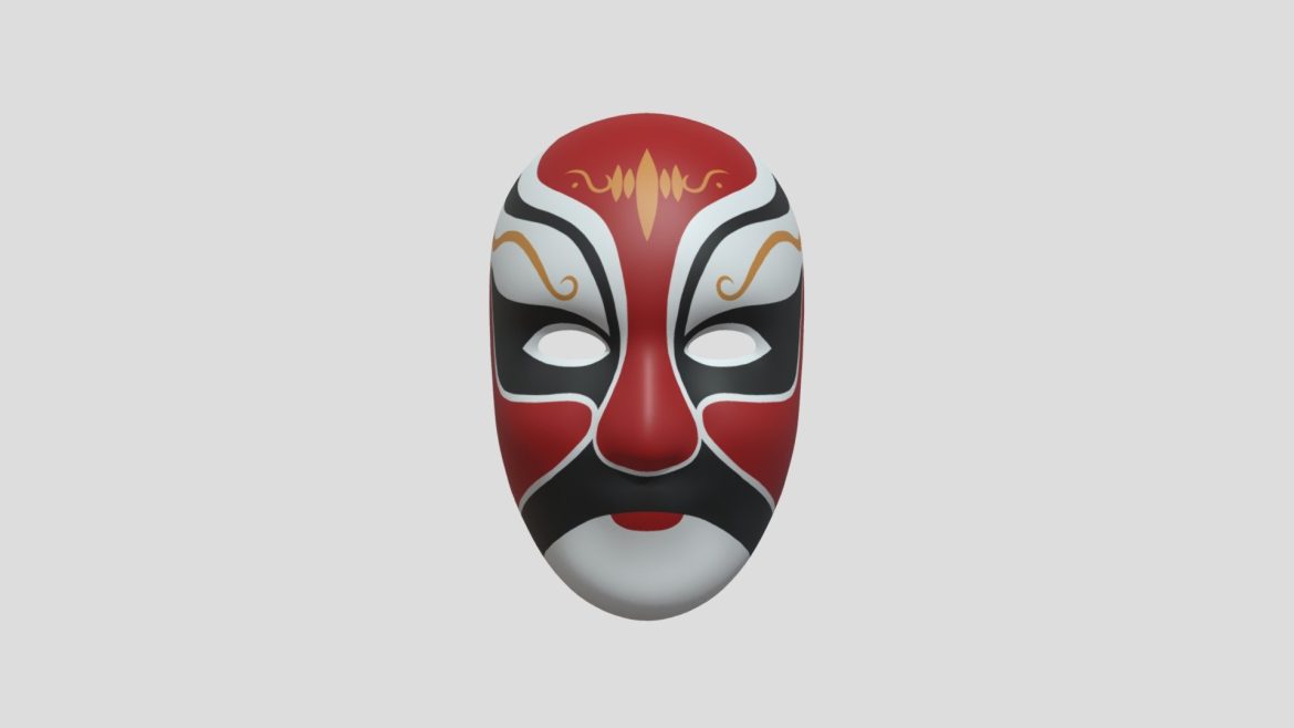 chinese style full face mask red.thumb 1