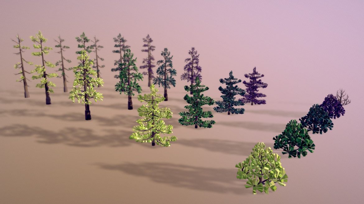 fir trees and pine trees low poly.thumb