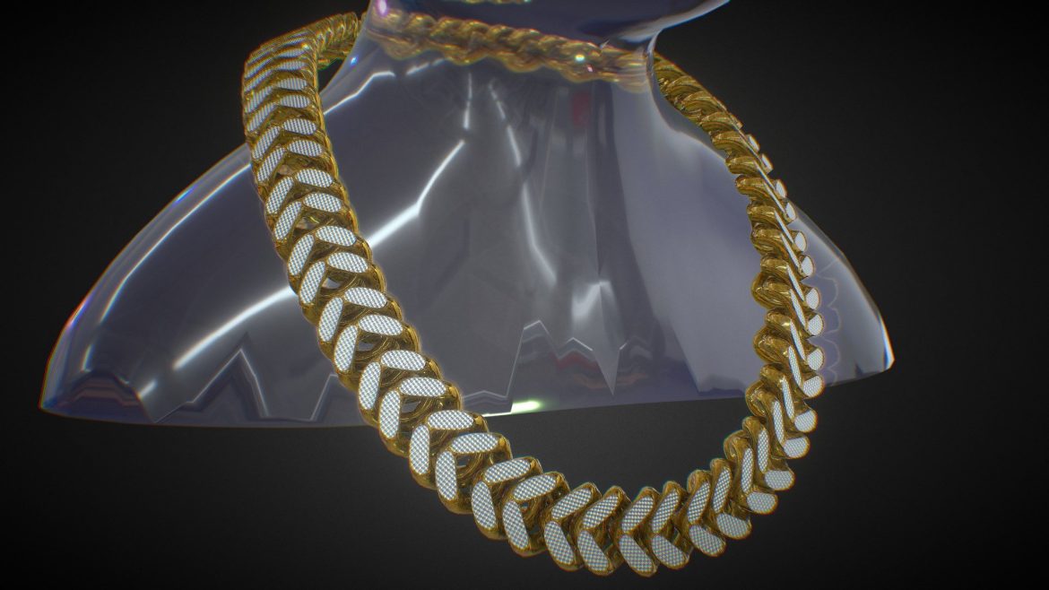 gold interlocking link chain textured diamonds.thumb 2