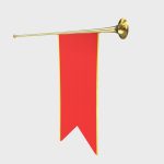 Medieval heraldic trumpet with a banner