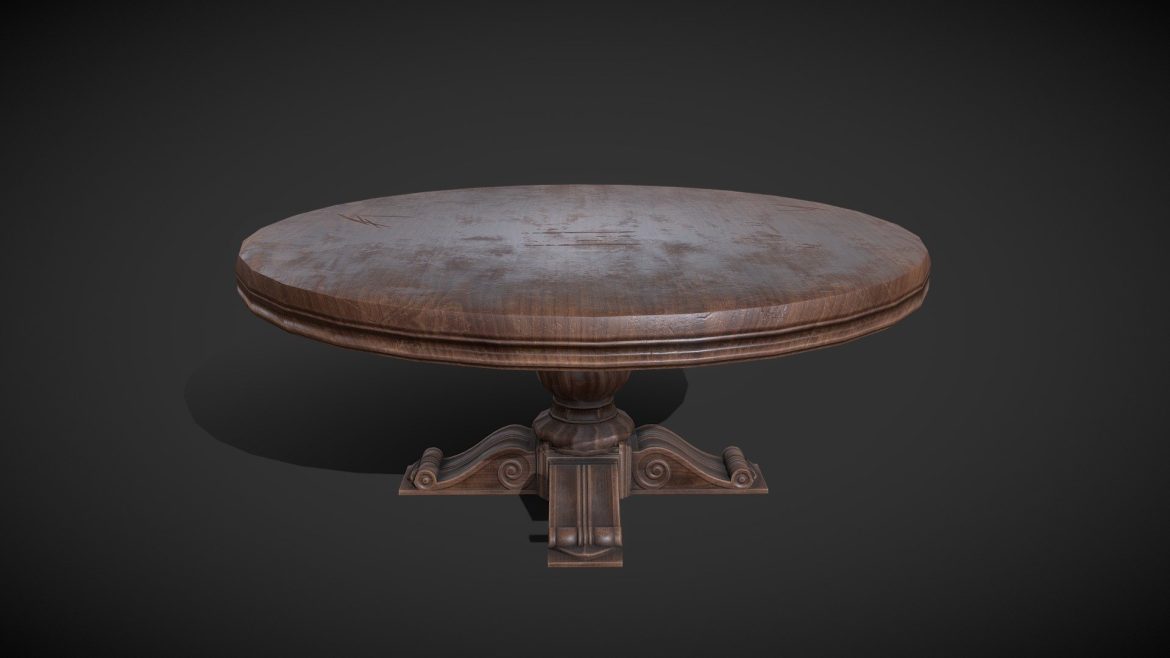 old round vintage table low poly.thumb