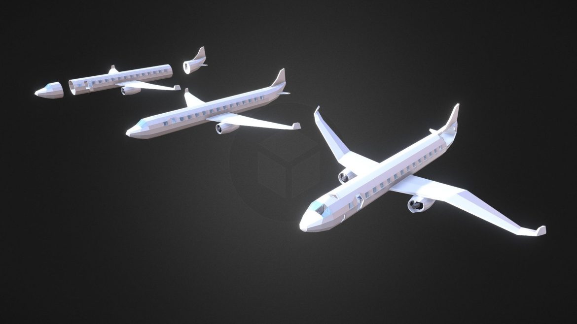 plane with destroyed version low poly style.thumb