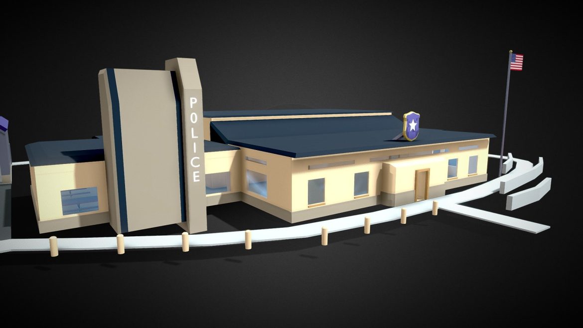 police station low poly style.thumb